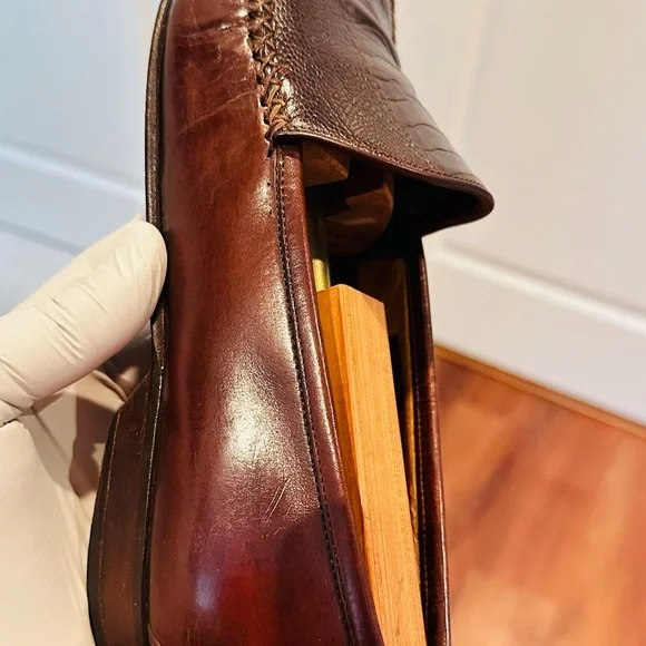 Men's Leather Loafers - Burgundy - Picture 8 of 15